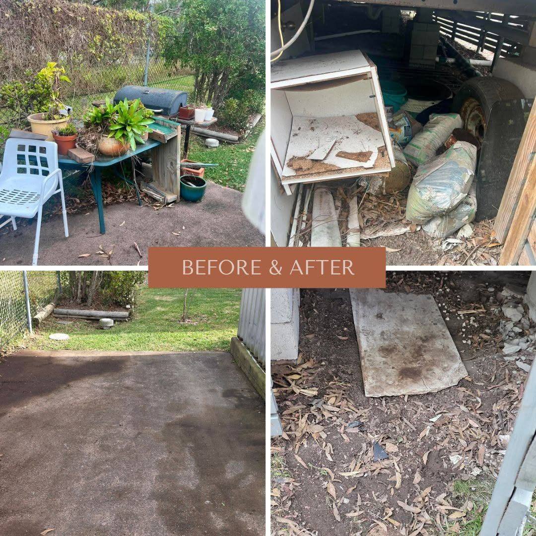 Before and after backyard rubbish removal, Central Coast