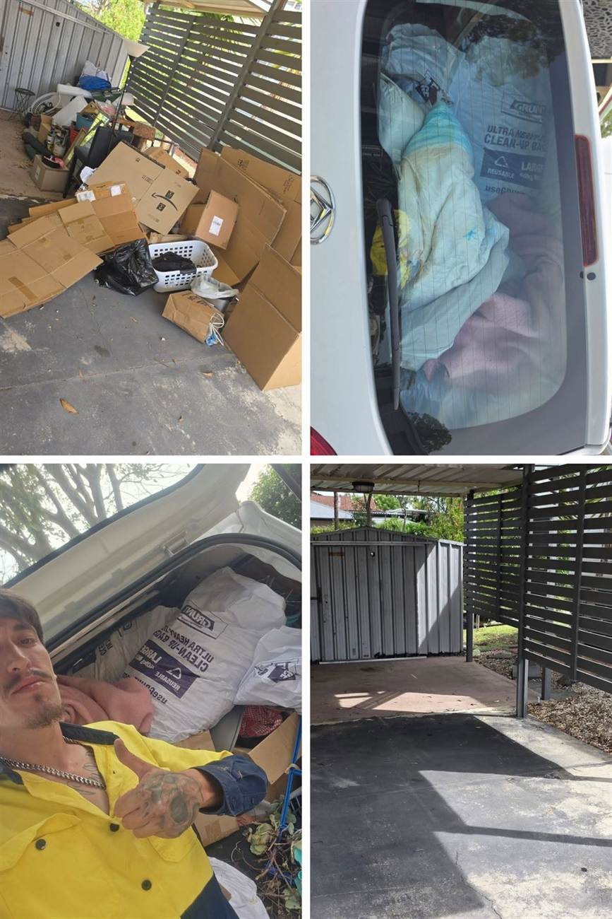 Before and after garage and carport clean-out, Central Coast
